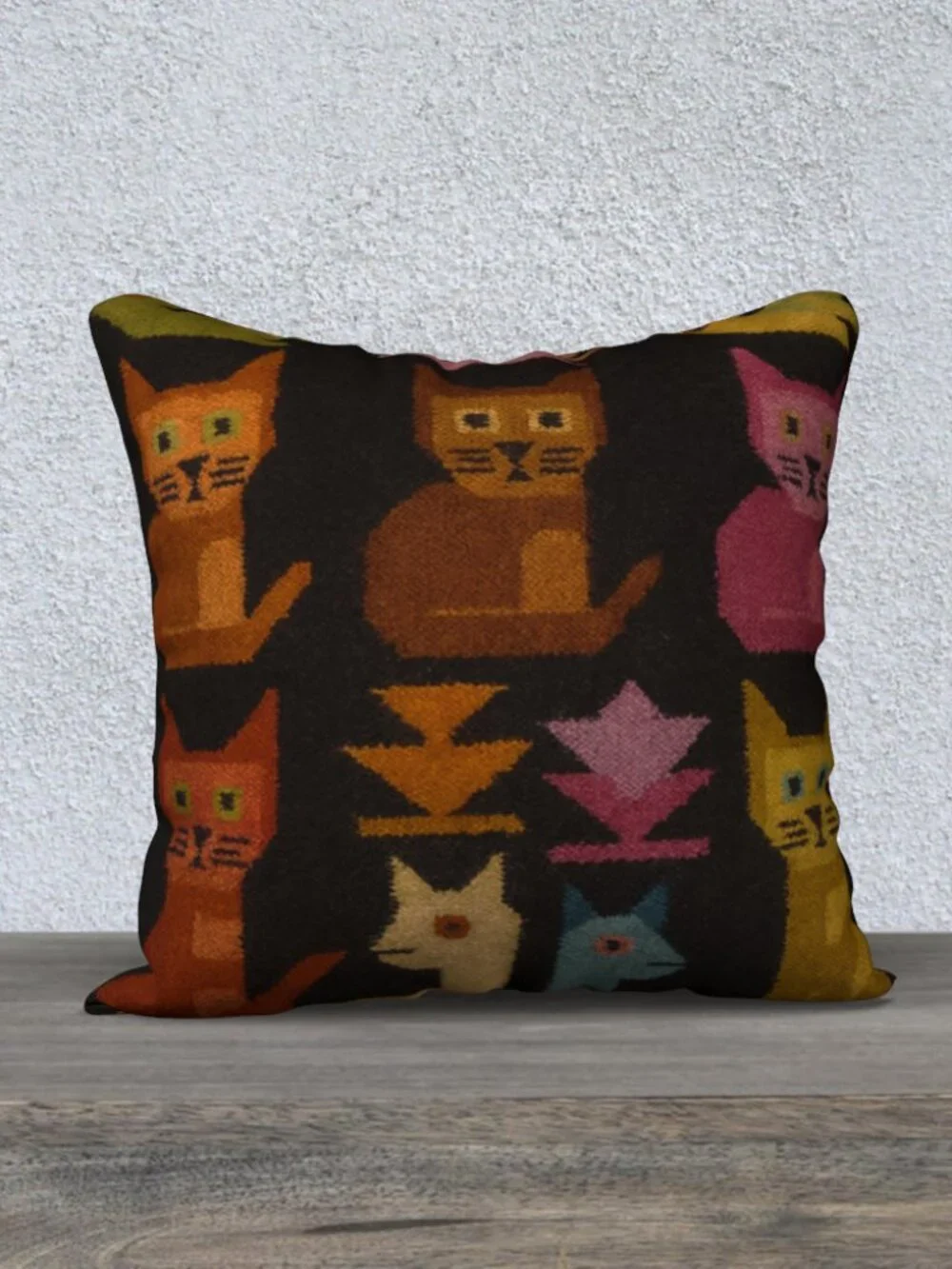 Geometric Cat Throw Pillow